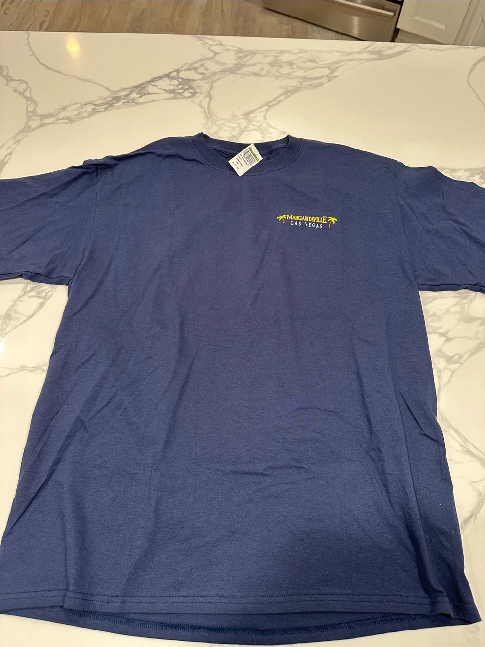 Margaritaville Navy Short-Sleeve Tee with Yellow Logo